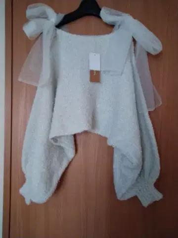 FEDYAZEL 튤 리본 라메 니트탑