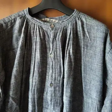 이중 거즈 인디고 원피스