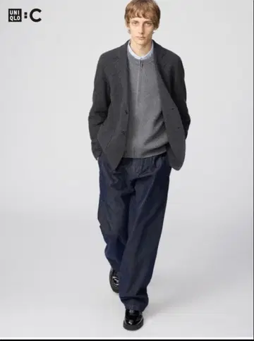 유니클로 C 2025AW 턱 스트레이트 팬츠/데님 네이비 73