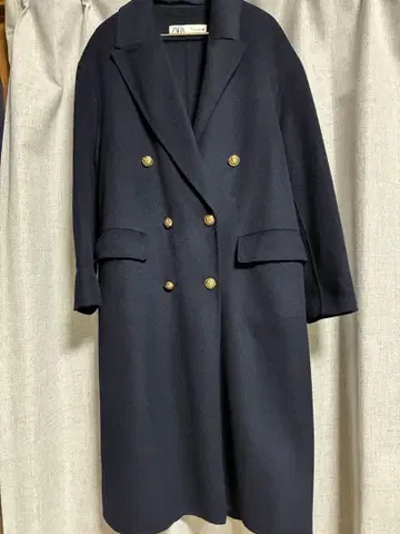 ZARA 네이비 롱 코트 골드 버튼 사이즈 S