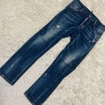 DSQUARED2 페인트 데님 인디고 블루 44 캐주얼 오샤레