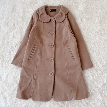 귀중 프랑슈리페 블랙 롱 코트 플라워 M 울