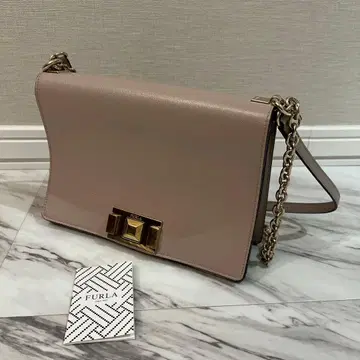 FURLA 연한 핑크 베이지 가죽 숄더백