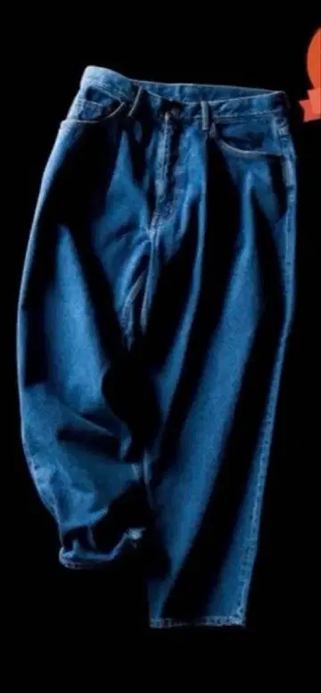 새상품급 BEAMS 와이드 테이퍼드 데님 S