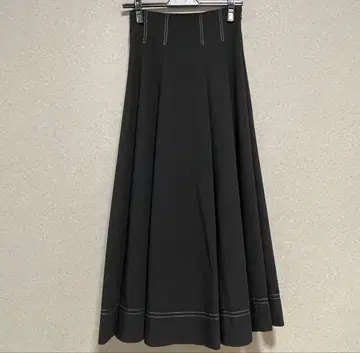 WILLSELECTION 컬러 플레어 스커트 백리본 블랙