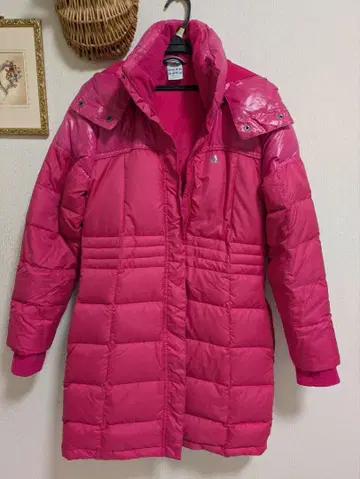 adidas 후드 부착 핑크 다운 자켓