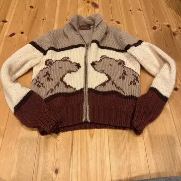 오늘 삭제 Union Athletic Wear 곰 패턴 집업 니트