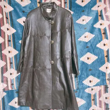 [ 새상품 ] LEGINA 브라운 가죽 롱 코트 M