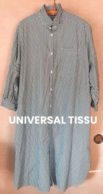 새상품급 UNIVERSAL TISSU 스트라이프 패턴 긴팔 셔츠 원피스