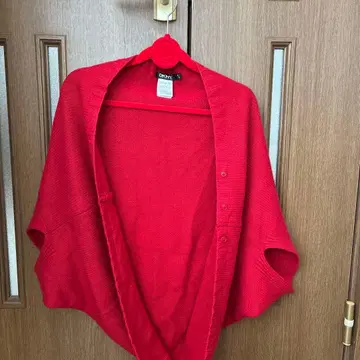 DKNY 레드 니트 가디건 볼레로
