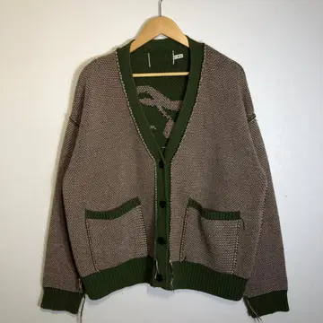 꽃무늬 자수 가디건 브라운 그린