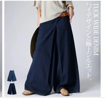 안티카 다크 블루 와이드 팬츠 사이드 포켓