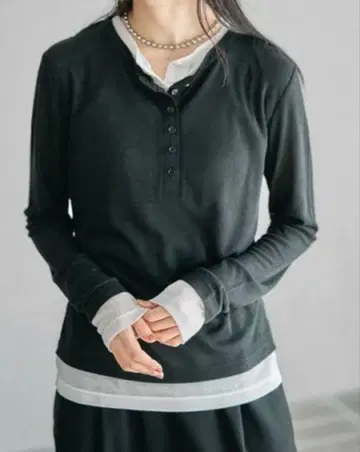 미사용 새상품 LEPSIM 레이어드 헨리넥 LS