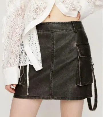 LEATHER MINI SK 쓰리 포켓 인조 가죽 미니 스커트