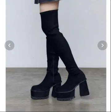 EMODA 스퀘어 핏 롱 부츠 블랙 M