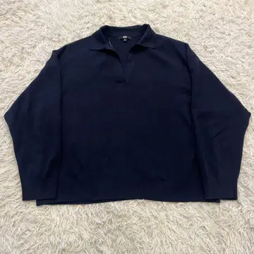 새상품급 유니클로 스무스 코튼 릴랙스 폴로 스웨터 3XL 네이비