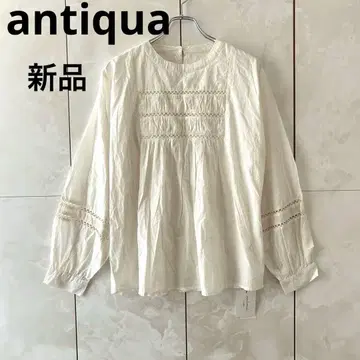 antiqua 새상품 인도면 블라우스 라운드넥 볼륨 슬리브