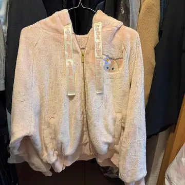 플리스 후드 부착 자켓 핑크