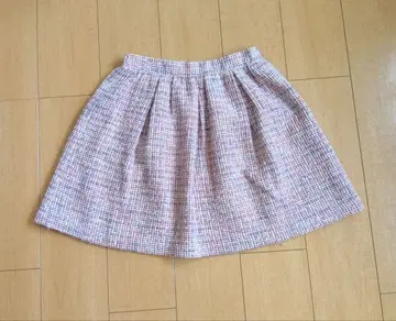 ASTORIAODIER 핑크 계열 트위드 플레어 스커트