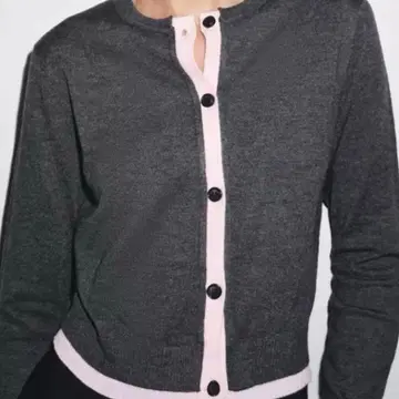 ZARA 그레이/핑크 버튼 니트 가디건