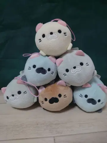 고양이 봉제 인형 스트랩 6개 세트