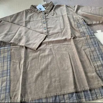 새상품 미세스 제품 염색 체크 직물 & 티셔츠 가슴 너비 넉넉한 풀오버