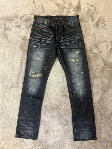 TWENTE WROKS 데님 데미지 가공 스키니 데님 다크 블루