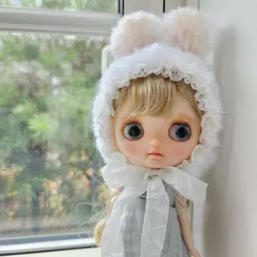 미디 브라이스, 미디 아이시 인형용 화이트 복슬복슬 토끼 귀 모자