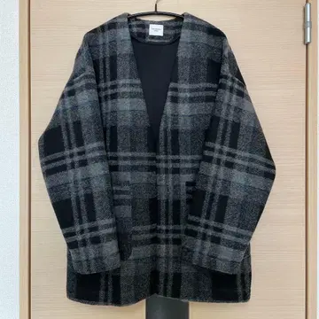 어반 리서치 슬라이버 가운 코트 그레이 체크