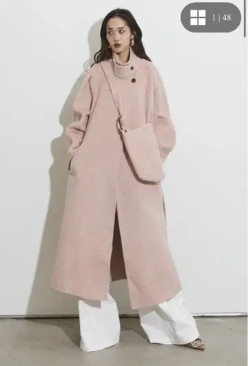 [ 미사용 새상품 ] Andrea&co 페일 울 코트 핑크