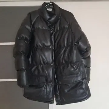 가죽 블랙 다운 자켓