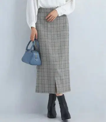 그린 라벨 키친트 하의 I 라인 체크 스커트 타이트 스커트