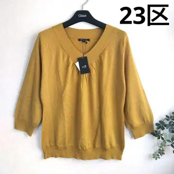 [ 23구 ] 택 포함 새상품 V넥 7부 소매 가슴 개더 니트