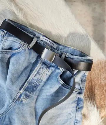 Hoaw. 가죽 GI 벨트 블랙 실버