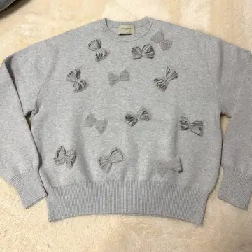 UNITED ARROWS 3D 리본 크루넥 니트 캐시미어 혼방 프리