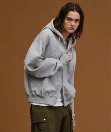 soerte 더블 지퍼 후드티 그레이 사이즈 2