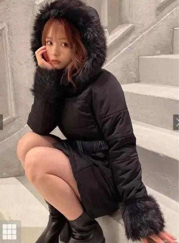 GRL 그레일 벨트 포함 퍼 다운 코트 kd13 블랙 자켓