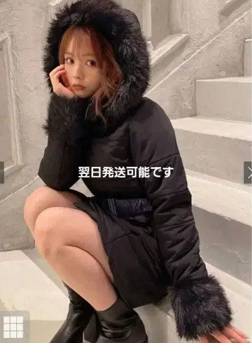 GRL 그레일 벨트 포함 퍼 다운 코트 kd13 블랙 자켓