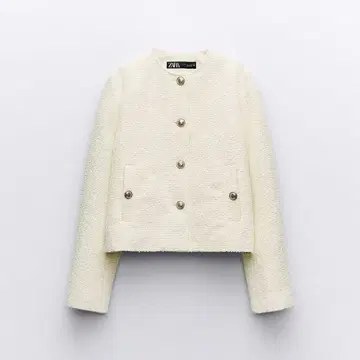ZARA 숏 텍스처 자켓 에크루