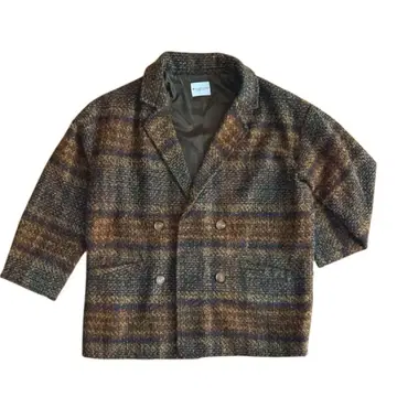 Clasicl ELF 체크 무늬 더블 자켓 코트