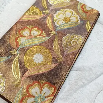 LULU117 후쿠로 오비 보라색 후리소데 오비 꽃 문양