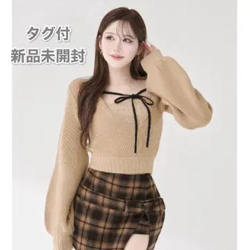 다리치 아지메 레이어드 니트탑 로고 베이지 세트