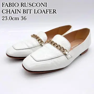 파비오 루스코니 체인 비트 로퍼 화이트 골드 페이턴트