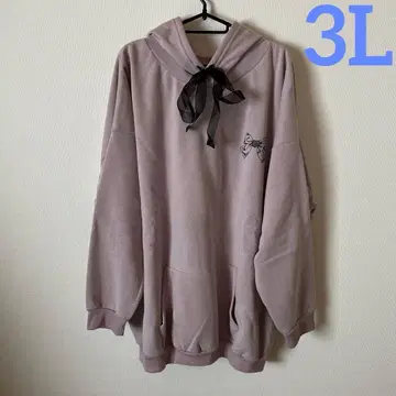[ 새상품 ] 빅 사이즈 3L 리본 속기모 후드티 라벤더 핑크