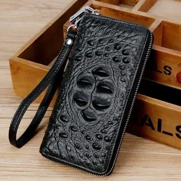 장지갑 크로커다일 패턴 소가죽 블랙 고급 미사용 새상품