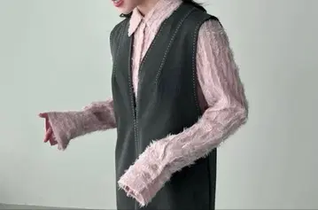 코코딜 COCODEAL 페더 쉬폰 셔츠 핑크