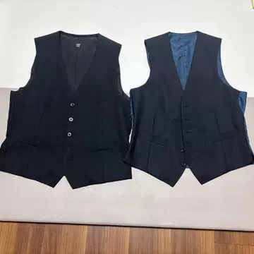 블랙 수트 베스트 2점 5개 버튼