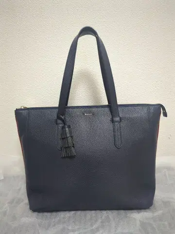 BALLY 네이비 가죽 토트백