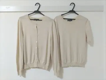 AMACA 앙상블 니트 트윈 가디건 베이지 계열 실크 실크