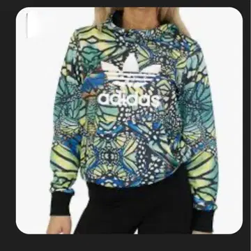 adidas Originals 빅 로고 버터플라이 패턴 후드티 맨투맨